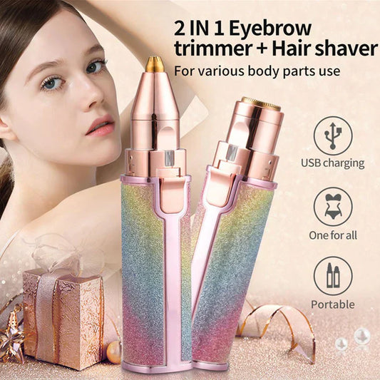 2-in-1 Facial Hair Remover & Eyebrow Trimmer | Painless & Precise Grooming