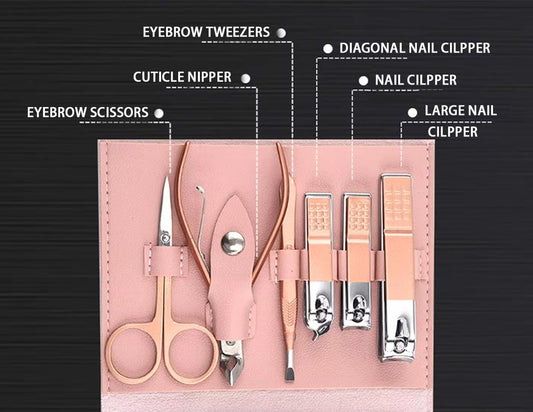 16PCS Nail Cutter Set | Stainless Steel Manicure Kit | Nail Clippers & Beauty Tools with Travel Case